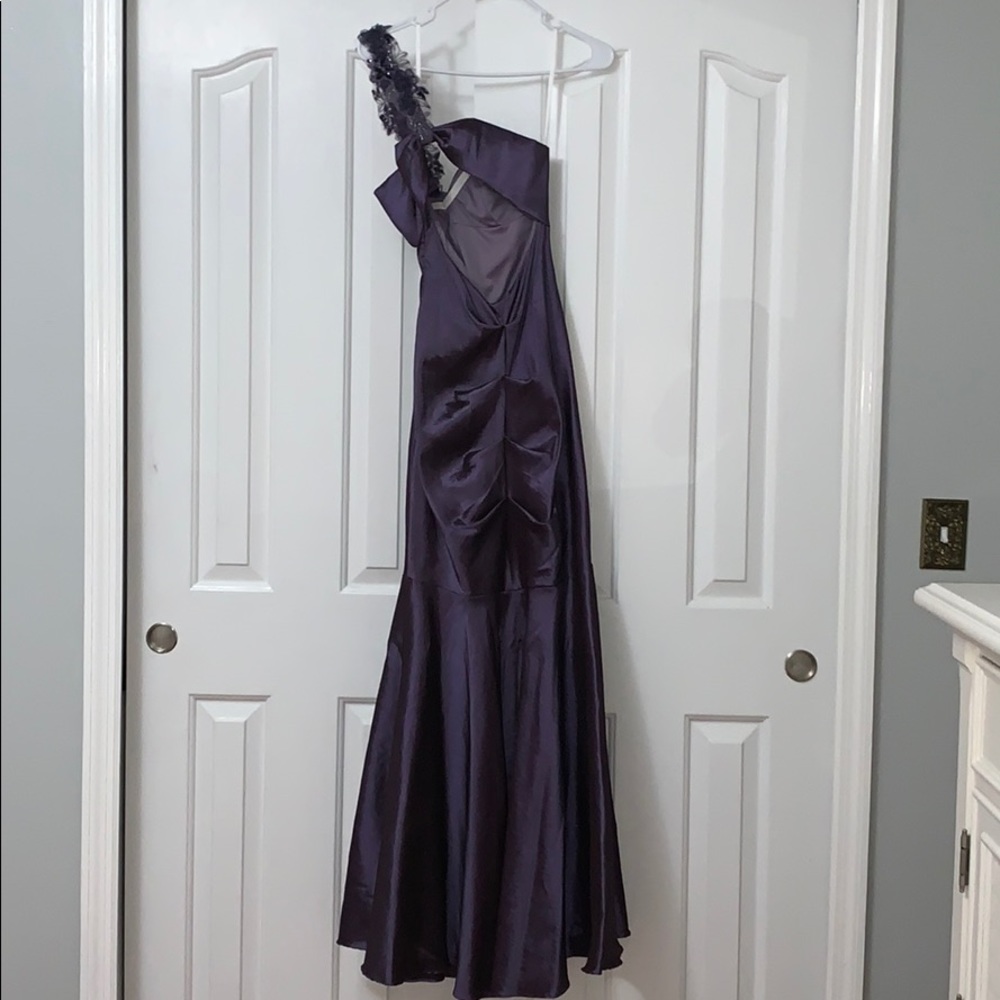 Purple One Shoulder Gown - Picture 3 of 6